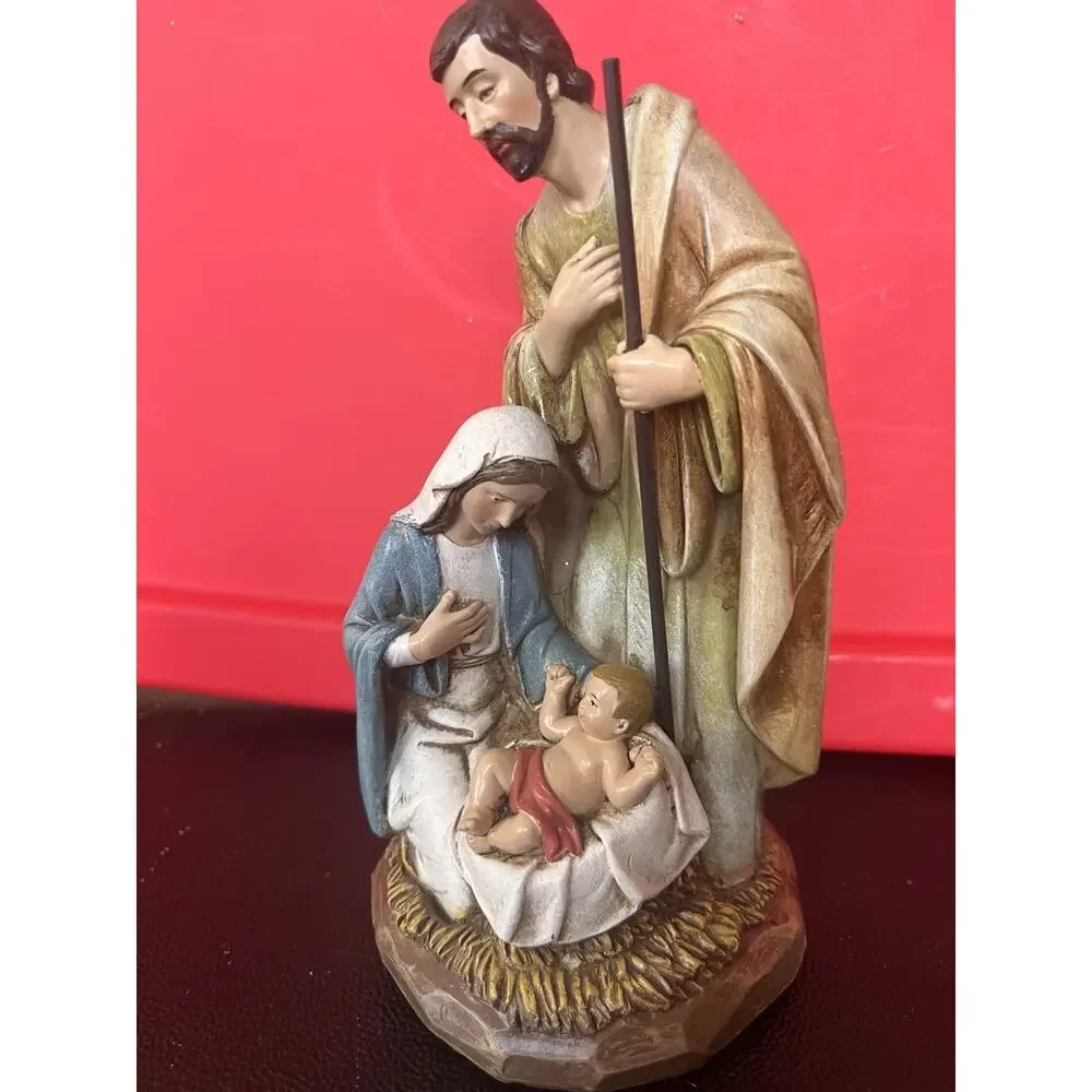 Holy Family Nativity Figurine Made of Resin One Piece Solid Christmas
